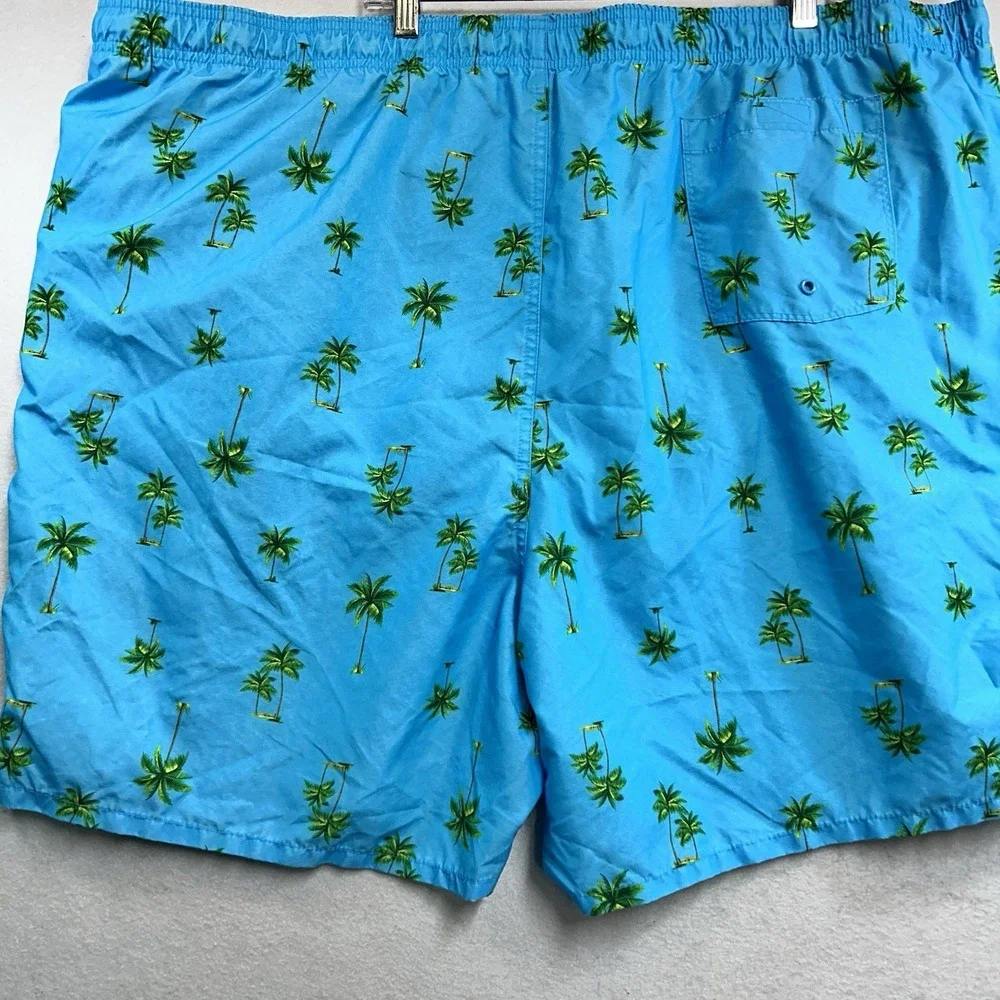 Old Navy Swim Trunks Board Shorts Size 4 XL Blue With Palms